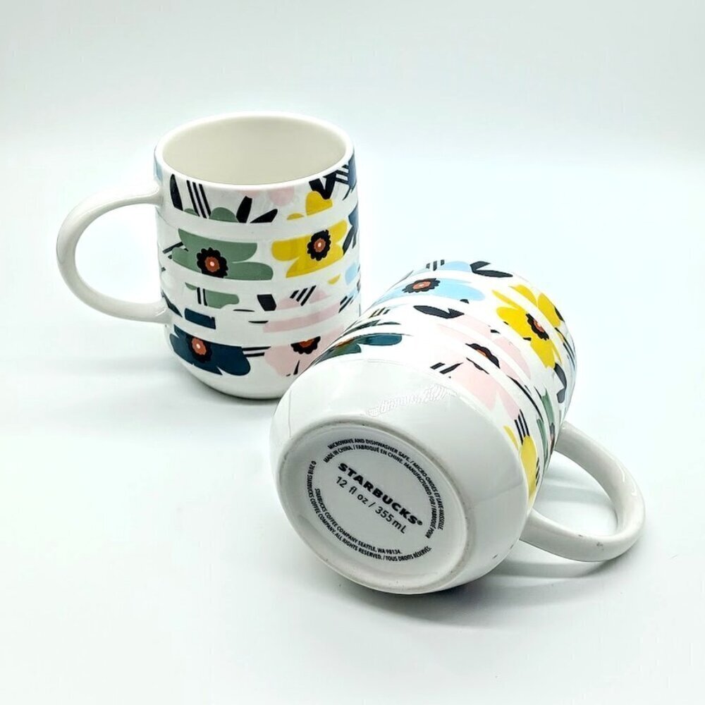 Starbucks Cherry Blossom Sakura Ceramic Striped 12-Oz. Mugs